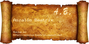 Aszalós Beatrix névjegykártya